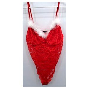 AvidLove Lingerie Red Lace Christmas Teddy Bodysuit XL Extra Large